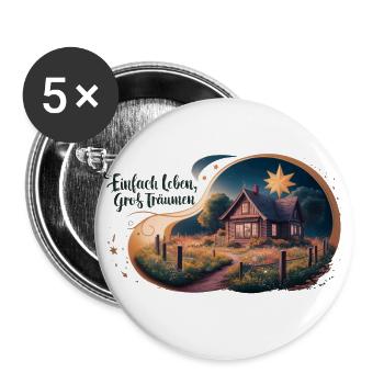 Einfach leben, groß Träumen - Buttons klein 25 mm (5er Pack) - Weiß - Vorne