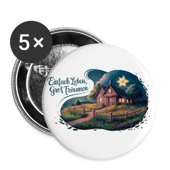 Einfach leben, groß Träumen - Buttons klein 25 mm (5er Pack) - Weiß - Vorne