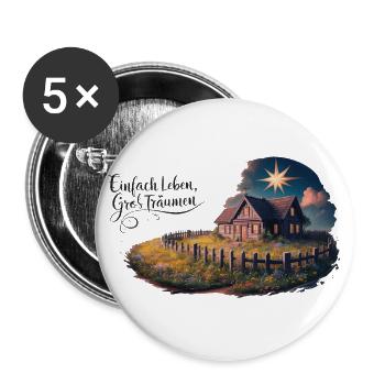 Einfach leben, groß Träumen - Buttons klein 25 mm (5er Pack) - Weiß - Vorne