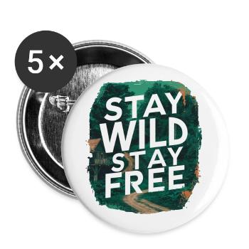 Bleib wild, bleib frei - Buttons klein 25 mm (5er Pack) - Weiß - Vorne