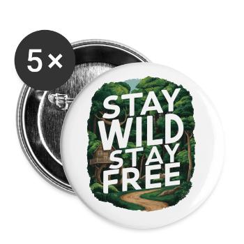 Bleib wild, bleib frei - Buttons klein 25 mm (5er Pack) - Weiß - Vorne
