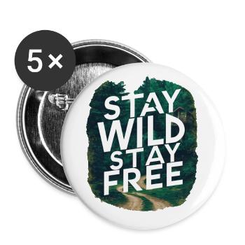 Bleib wild, bleib frei - Buttons klein 25 mm (5er Pack) - Weiß - Vorne
