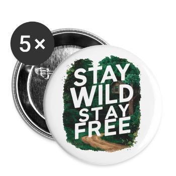 Bleib wild, bleib frei - Buttons klein 25 mm (5er Pack) - Weiß - Vorne