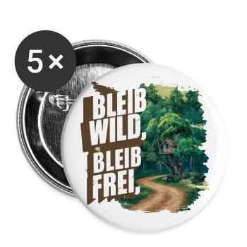 Bleib wild, bleib frei - Buttons klein 25 mm (5er Pack) - Weiß - Vorne