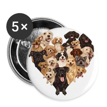 Dog love - Buttons small 1''/25 mm (5-pack) - white - Front
