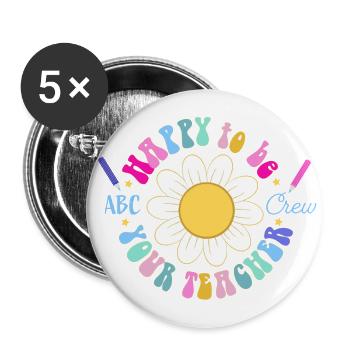 Lehrer - Buttons klein 25 mm (5er Pack) - Weiß - Vorne