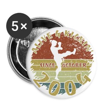 20. Geburtstag Alive and kickin since 10/2004 - Buttons klein 25 mm (5er Pack) - Weiß - Vorne