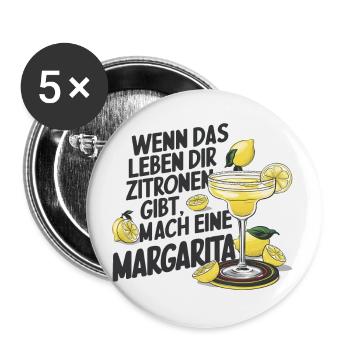Quand la vie vous donne des citrons, faites de la margarita - Lot de 5 petits badges (25 mm) - blanc - Devant