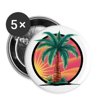 Tropische Palme bei Sonnenuntergang – Urlaubsmotiv - Buttons klein 25 mm (5er Pack) - Weiß - Vorne