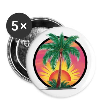 Tropical palm tree at sunset – holiday motif - Buttons small 1''/25 mm (5-pack) - white - Front