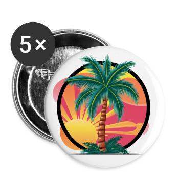 Tropical palm tree at sunset – holiday motif - Buttons small 1''/25 mm (5-pack) - white - Front