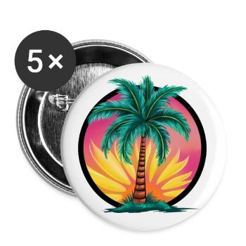 Tropical palm tree at sunset – holiday motif - Buttons small 1''/25 mm (5-pack) - white - Front