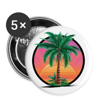 Tropical palm tree at sunset – holiday motif - Buttons small 1''/25 mm (5-pack) - white - Front
