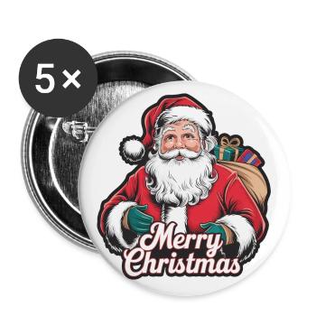 Weihnachtsmann – Frohe Weihnachten Illustration - Buttons klein 25 mm (5er Pack) - Weiß - Vorne