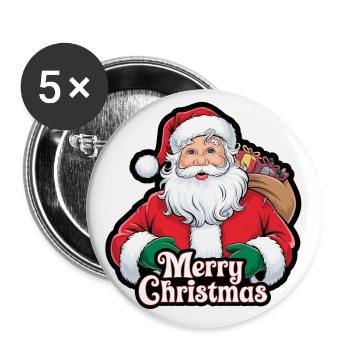 Weihnachtsmann – Frohe Weihnachten Illustration - Buttons klein 25 mm (5er Pack) - Weiß - Vorne