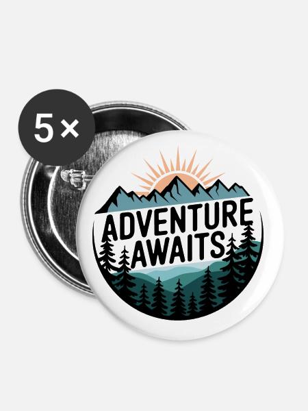 Adventure Awaits – Bergpanorama - Buttons klein 25 mm (5er Pack) - Weiß