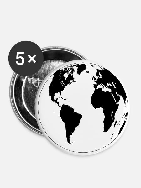 One World 2 - Buttons klein 25 mm (5er Pack) - Weiß