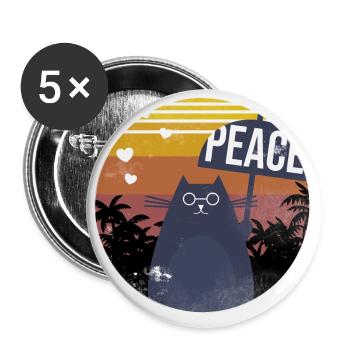 Drôle de chat - Lot de 5 petits badges (25 mm) - blanc - Devant