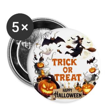TRICK OR TREAT - Buttons small 1''/25 mm (5-pack) - white - Front