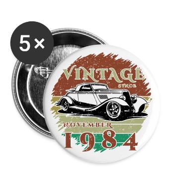 40. Geburtstag - Klassiker - Vintage since 11/1984 - Buttons klein 25 mm (5er Pack) - Weiß - Vorne