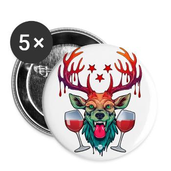 09 Party Deer Two Glasses of Wine Red Wine Cheers Star - Buttons small 1''/25 mm (5-pack) - white - Front