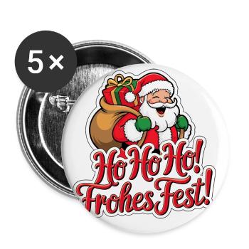 Weihnachtsmann – Ho Ho Ho! Frohes Fest - Buttons klein 25 mm (5er Pack) - Weiß - Vorne