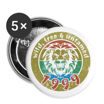 Sauvage, libre et indompté depuis 1999 - Lot de 5 petits badges (25 mm) - blanc - Devant