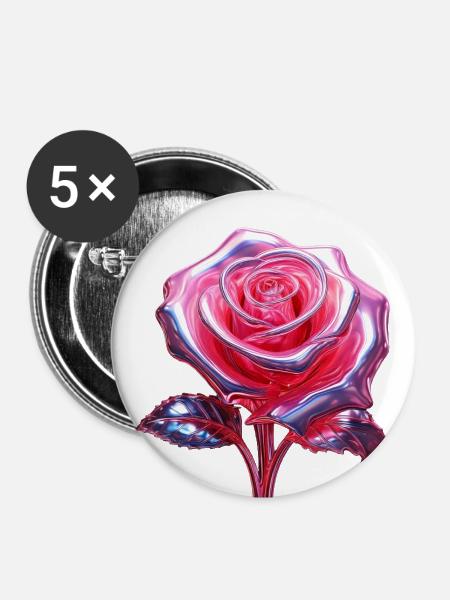 Chrom Rose - Buttons klein 25 mm (5er Pack) - Weiß
