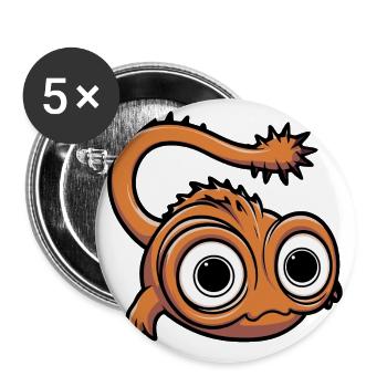 Little funny fantasy monster with big eyes - Buttons small 1''/25 mm (5-pack) - white - Front