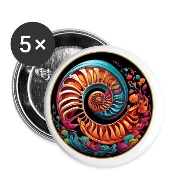 Design graphique coloré nautile - Lot de 5 petits badges (25 mm) - blanc - Devant
