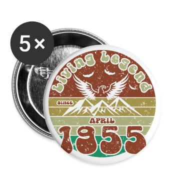70th Birthday Living Legend since VIN 04/1955 - Buttons small 1''/25 mm (5-pack) - white - Front