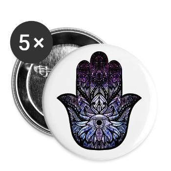 Kosmischer Hamsa - Buttons klein 25 mm (5er Pack) - Weiß - Vorne
