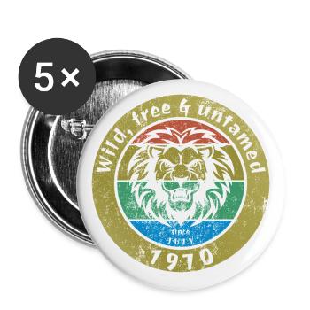Sauvage, libre et indompté depuis 07/1970 - Lot de 5 petits badges (25 mm) - blanc - Devant