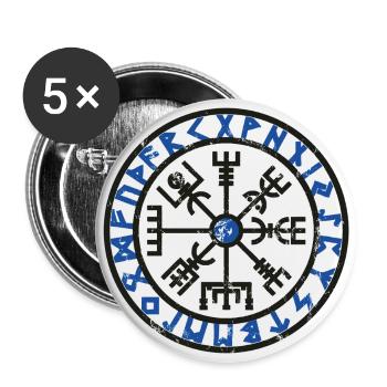 Vegvisir Wikinger-Kompass - Buttons klein 25 mm (5er Pack) - Weiß - Vorne