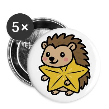 Star Hedgehog - Buttons small 1''/25 mm (5-pack) - white - Front