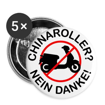 Chinaroller? Nein Danke! (2-farbig) - Buttons klein 25 mm (5er Pack) - Weiß - Vorne