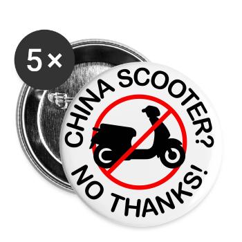 China Scooter? No Thanks! (2-colored) - Buttons small 1''/25 mm (5-pack) - white - Front