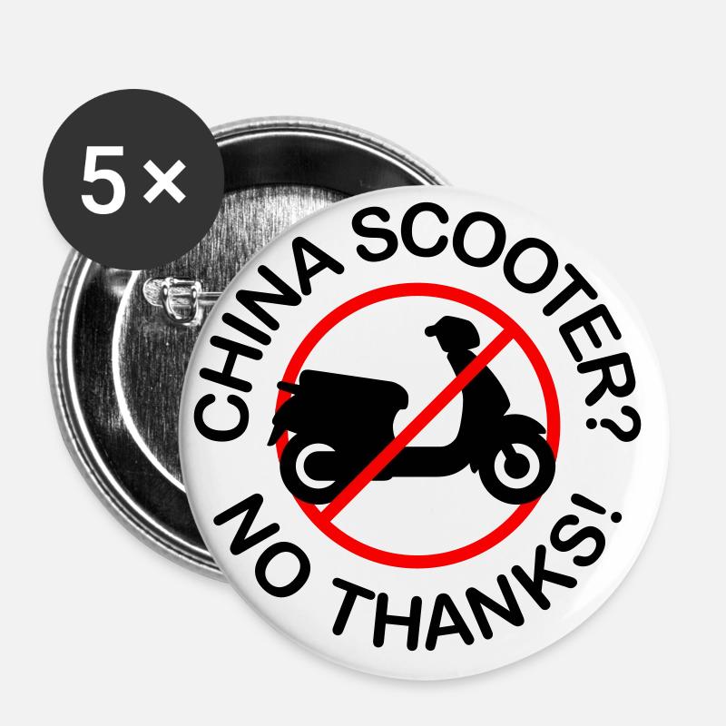 China Scooter? No Thanks! (2-farbig) - Buttons klein 25 mm (5er Pack) - Weiß