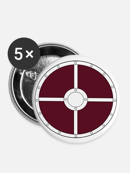 Wikinger_Schild - Buttons klein 25 mm (5er Pack) - Weiß