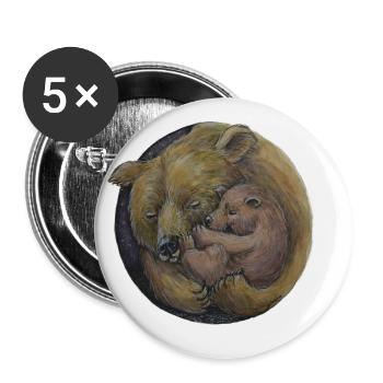 Bear Mum with Baby Bear - Security - Gift - Buttons small 1''/25 mm (5-pack) - white - Front