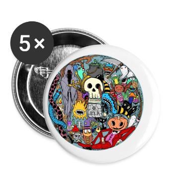 Halloween T-Shirt - Buttons klein 25 mm (5er Pack) - Weiß - Vorne