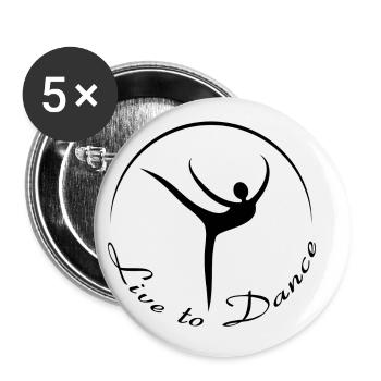 Live to Dance - Buttons small 1''/25 mm (5-pack) - white - Front