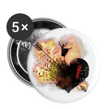Musik Herz Pfeil Art Design - Buttons klein 25 mm (5er Pack) - Weiß - Vorne