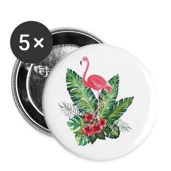 Tropischer Flamingo - Buttons klein 25 mm (5er Pack) - Weiß - Vorne