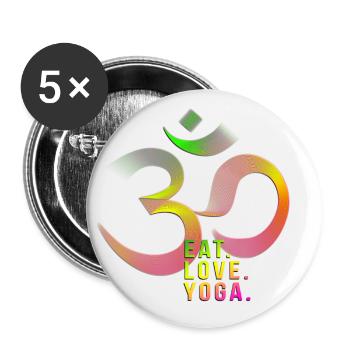 eat. love. yoga. - Buttons klein 25 mm (5er Pack) - Weiß - Vorne