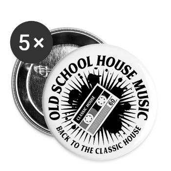 OLD SCHOOL HOUSE MUSIC ✫ T-Shirt - Buttons klein 25 mm (5er Pack) - Weiß - Vorne