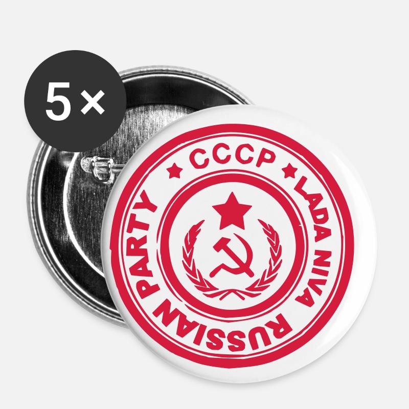 Russian Party Collection - Lot de 5 petits badges (25 mm) - blanc