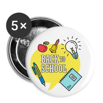 Ferien vorbei es geht wieder los! Ab ins neue Jahr - Buttons klein 25 mm (5er Pack) - Weiß - Vorne