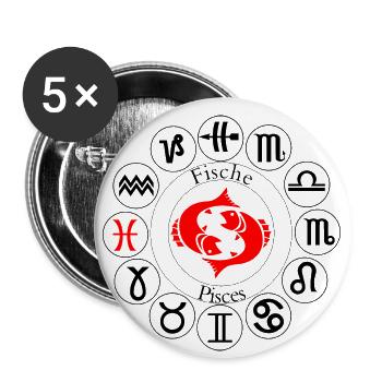star signs fish - Buttons small 1''/25 mm (5-pack) - white - Front