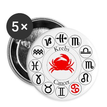 Sternzeichen Krebs - Buttons klein 25 mm (5er Pack) - Weiß - Vorne
